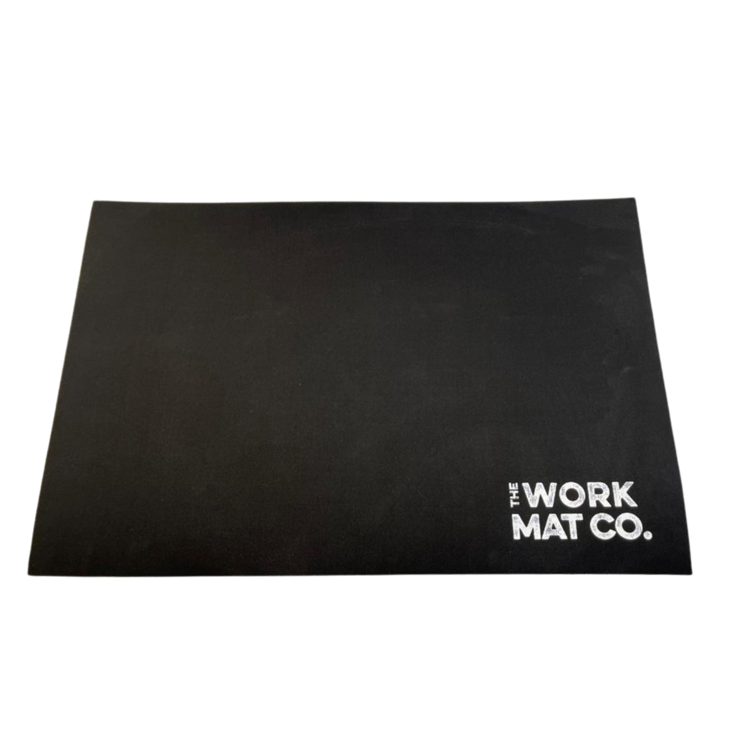 original size black mat with white logo in bottom right corner